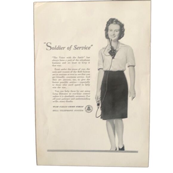 Vintage 1943 Bell Telephone Soldier of Service Ad Advertisment - Picture 2 of 5